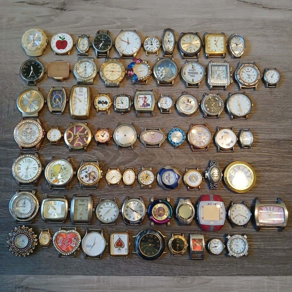 Bulk Lot 65+ Watch Heads Parts/Repair/Craft Seiko Lorus Armitron Timex Untested